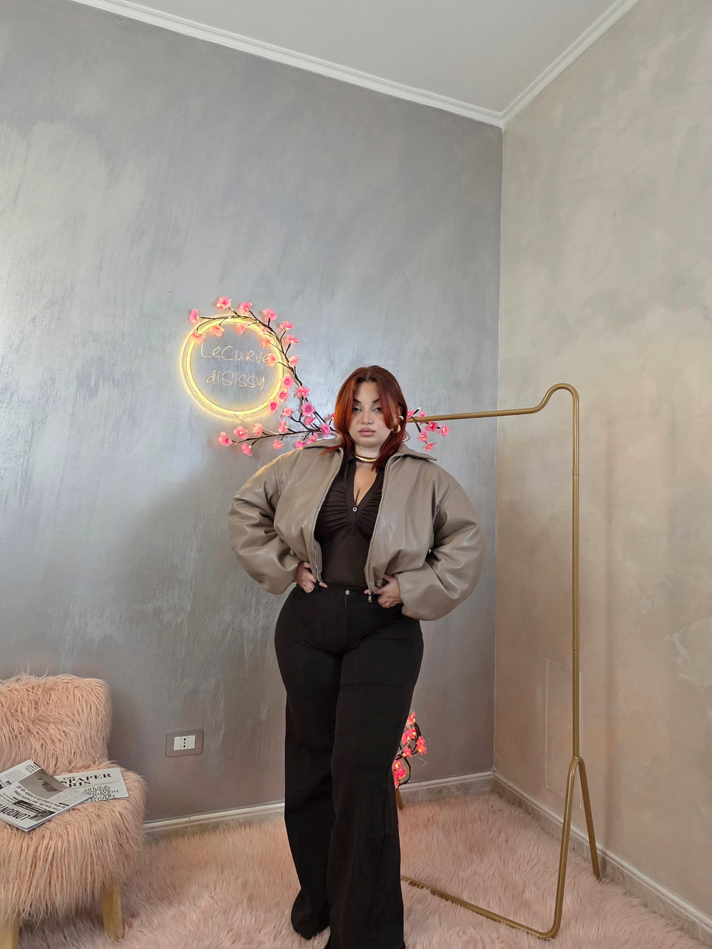 Bomber Pelle Beige Lumina