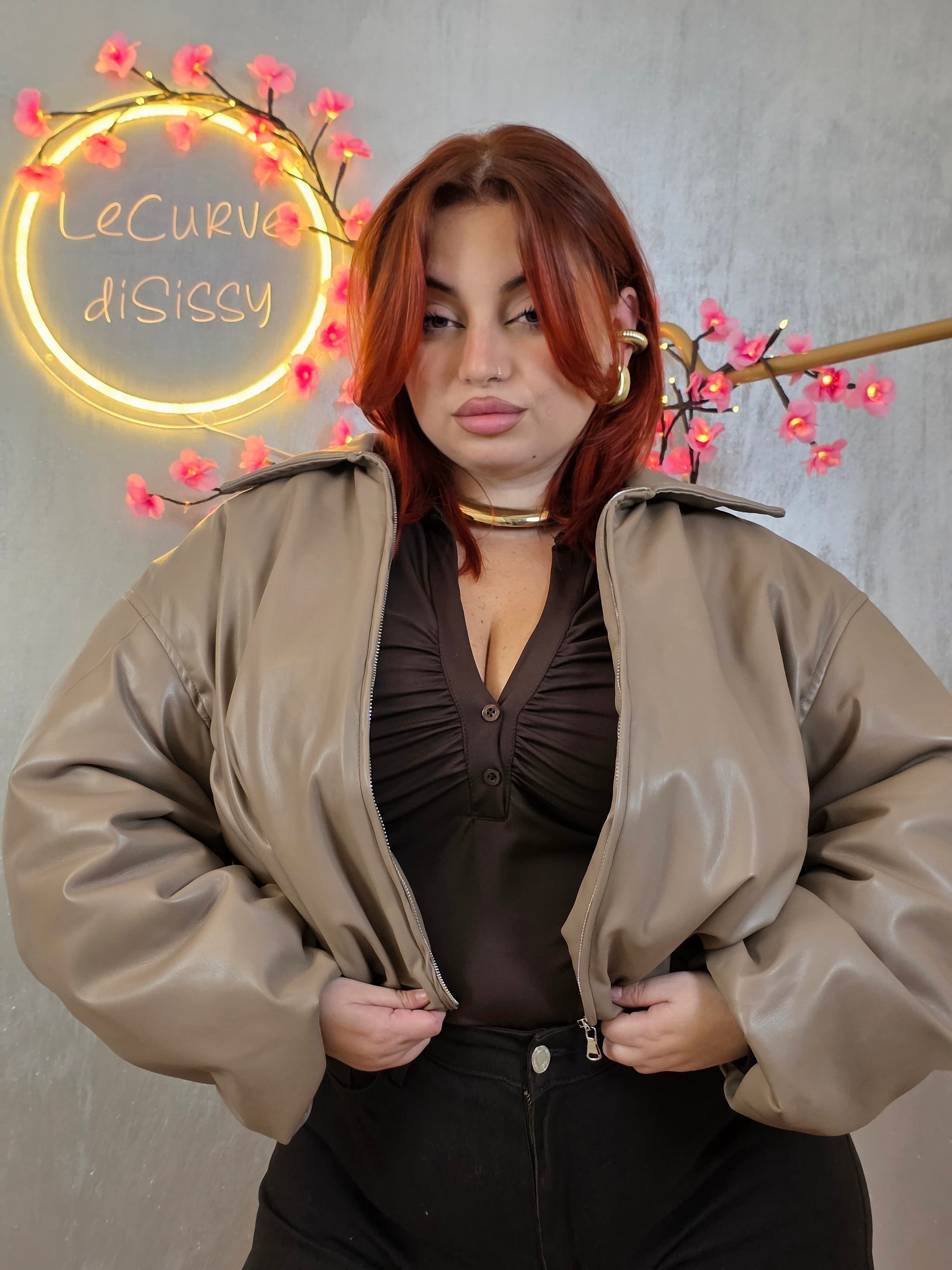 Bomber Pelle Beige Lumina