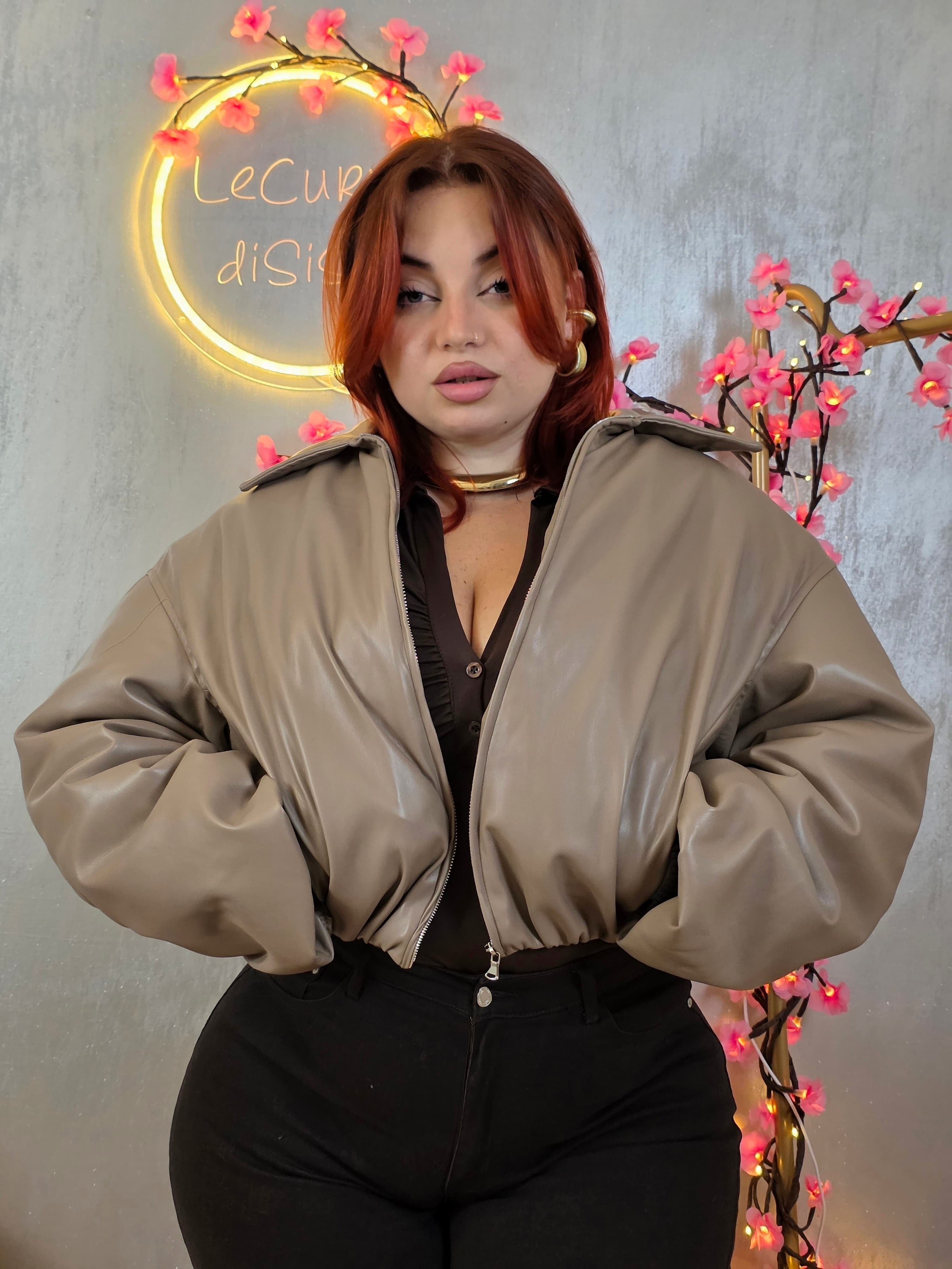 Bomber Pelle Beige Lumina